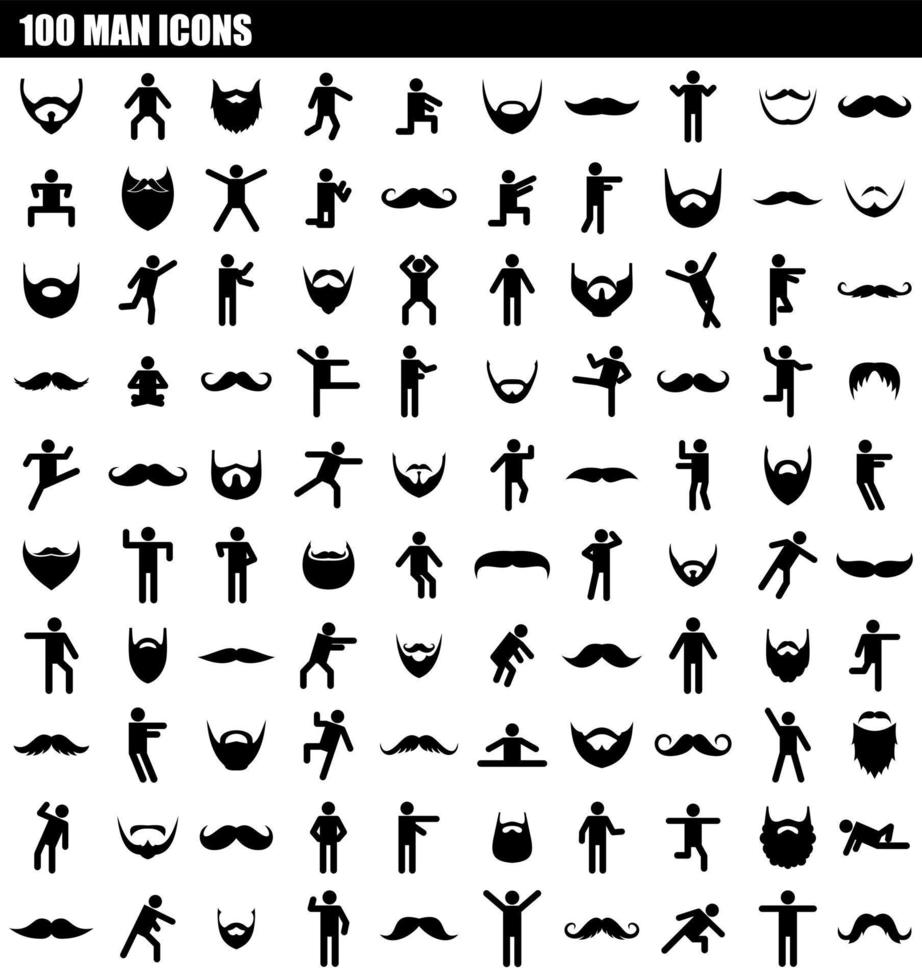 100 man pictogrammenset, eenvoudige stijl vector