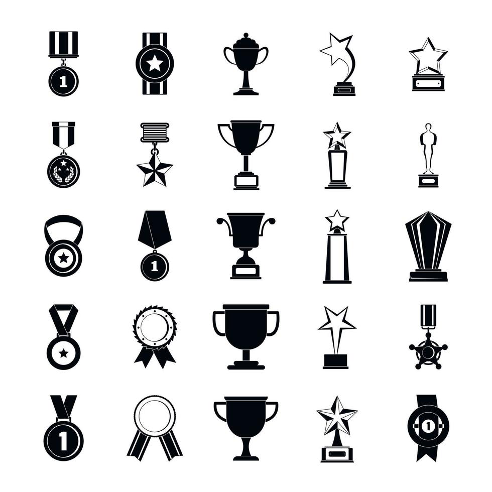 medaille award icon set, eenvoudige stijl vector