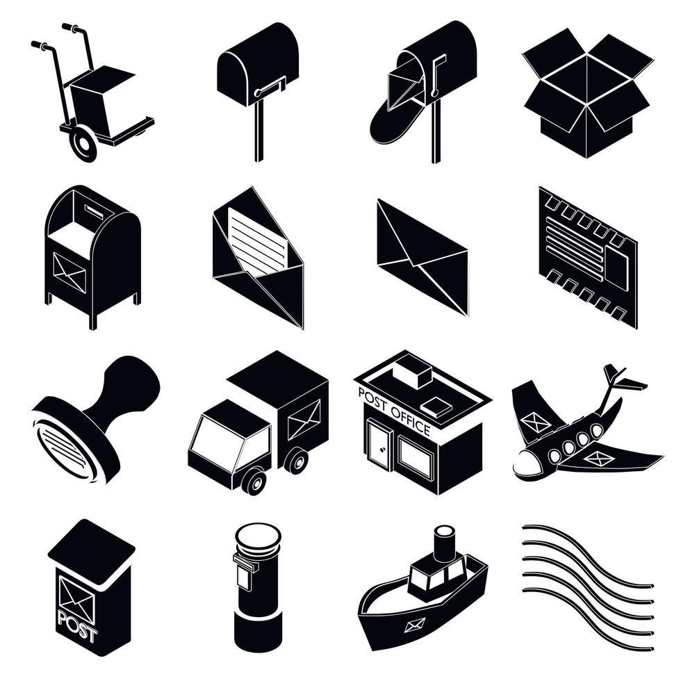 postservice iconen set, eenvoudige stijl vector