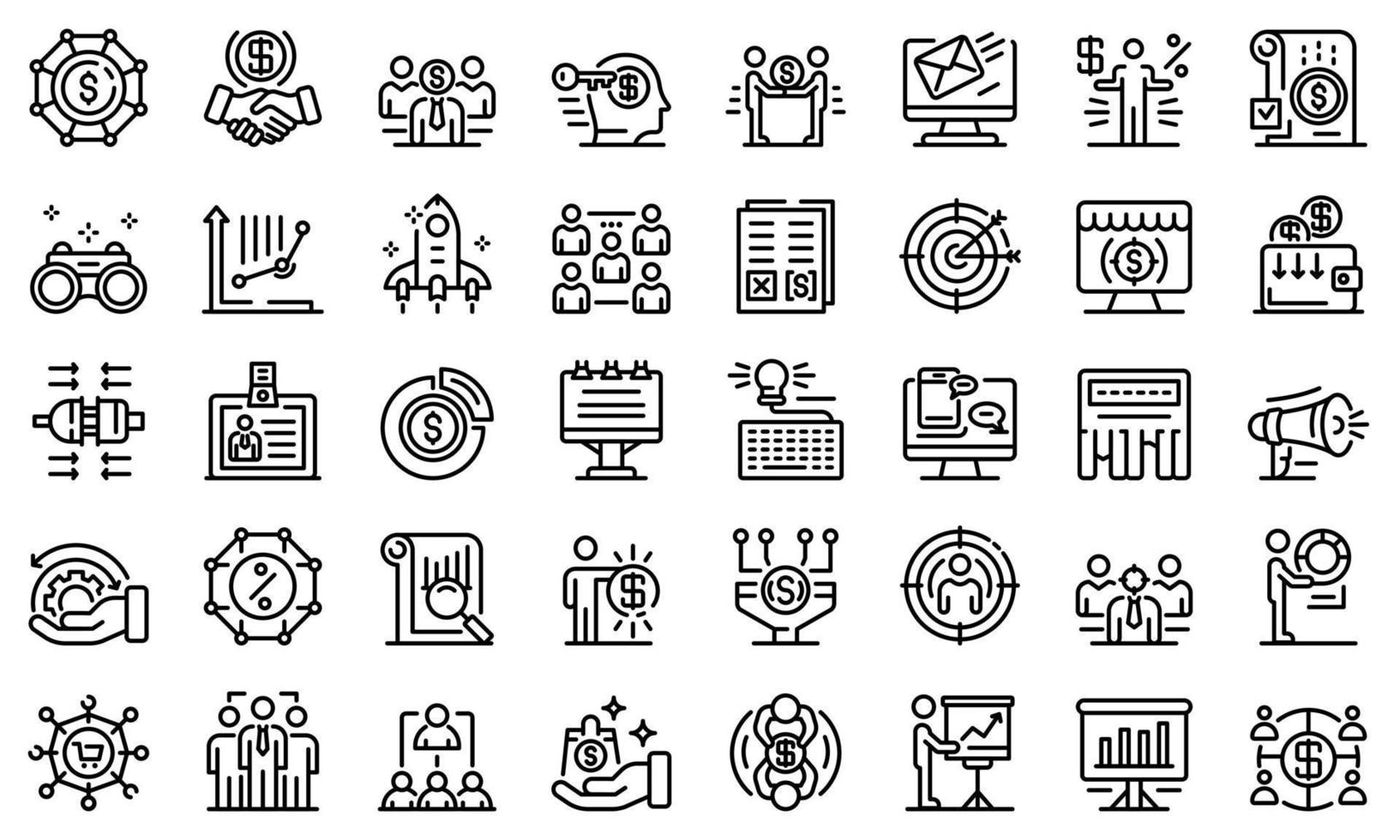 accountmanager iconen set, Kaderstijl vector