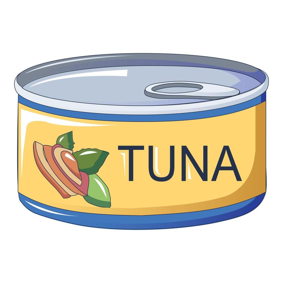 tonijn blikje pictogram, cartoon stijl vector