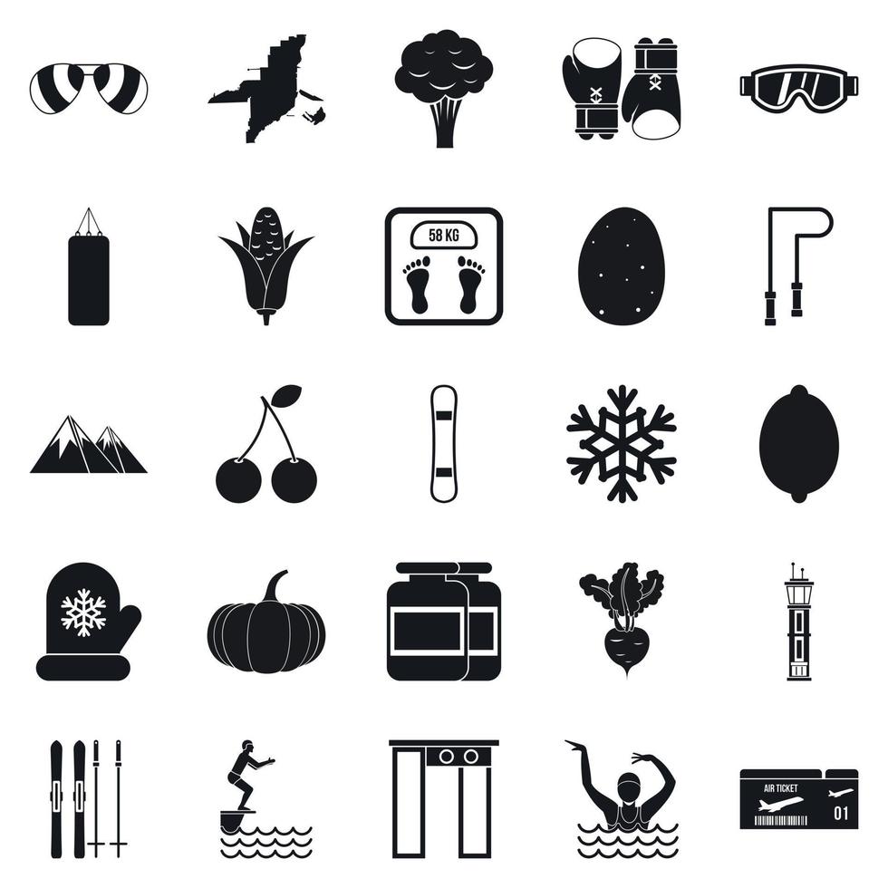 zwemmen iconen set, eenvoudige stijl vector