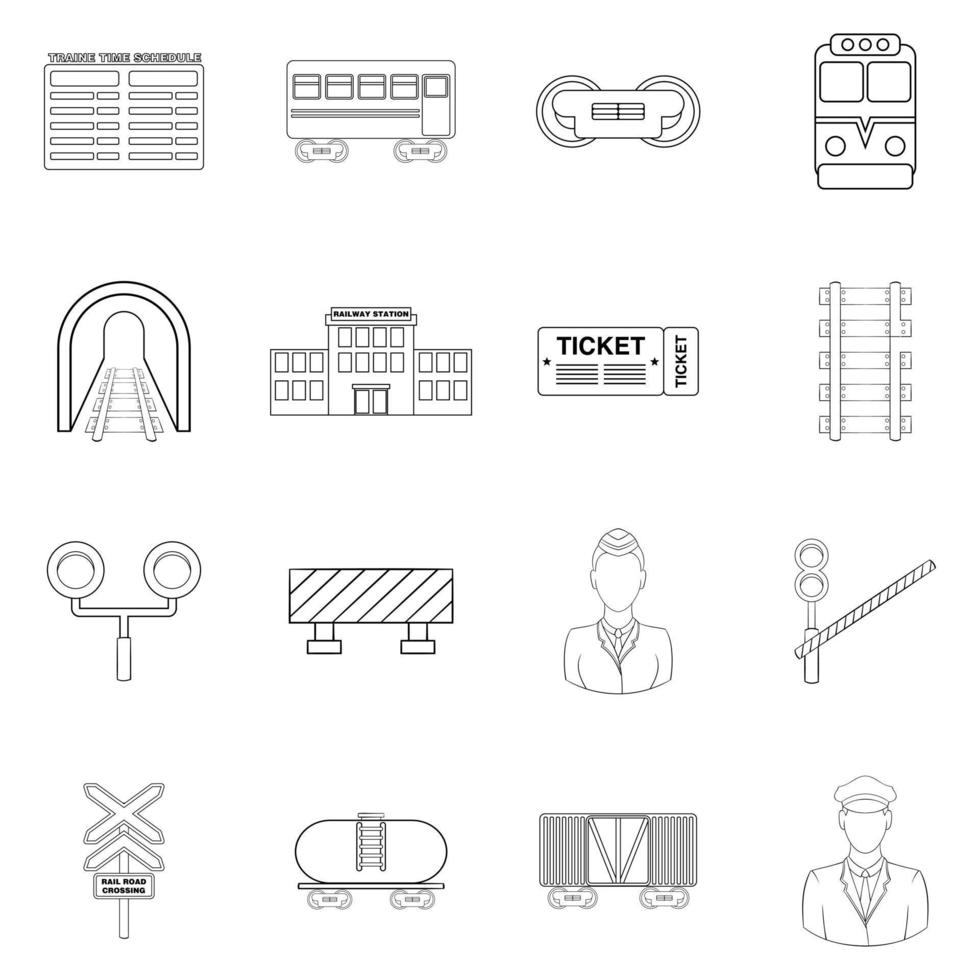 spoorweg pictogrammenset overzicht vector