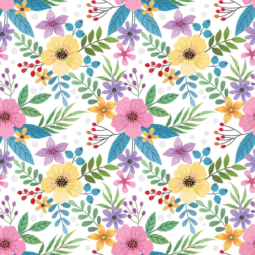 kleurrijke hand tekenen bloemen naadloze patroon. vector