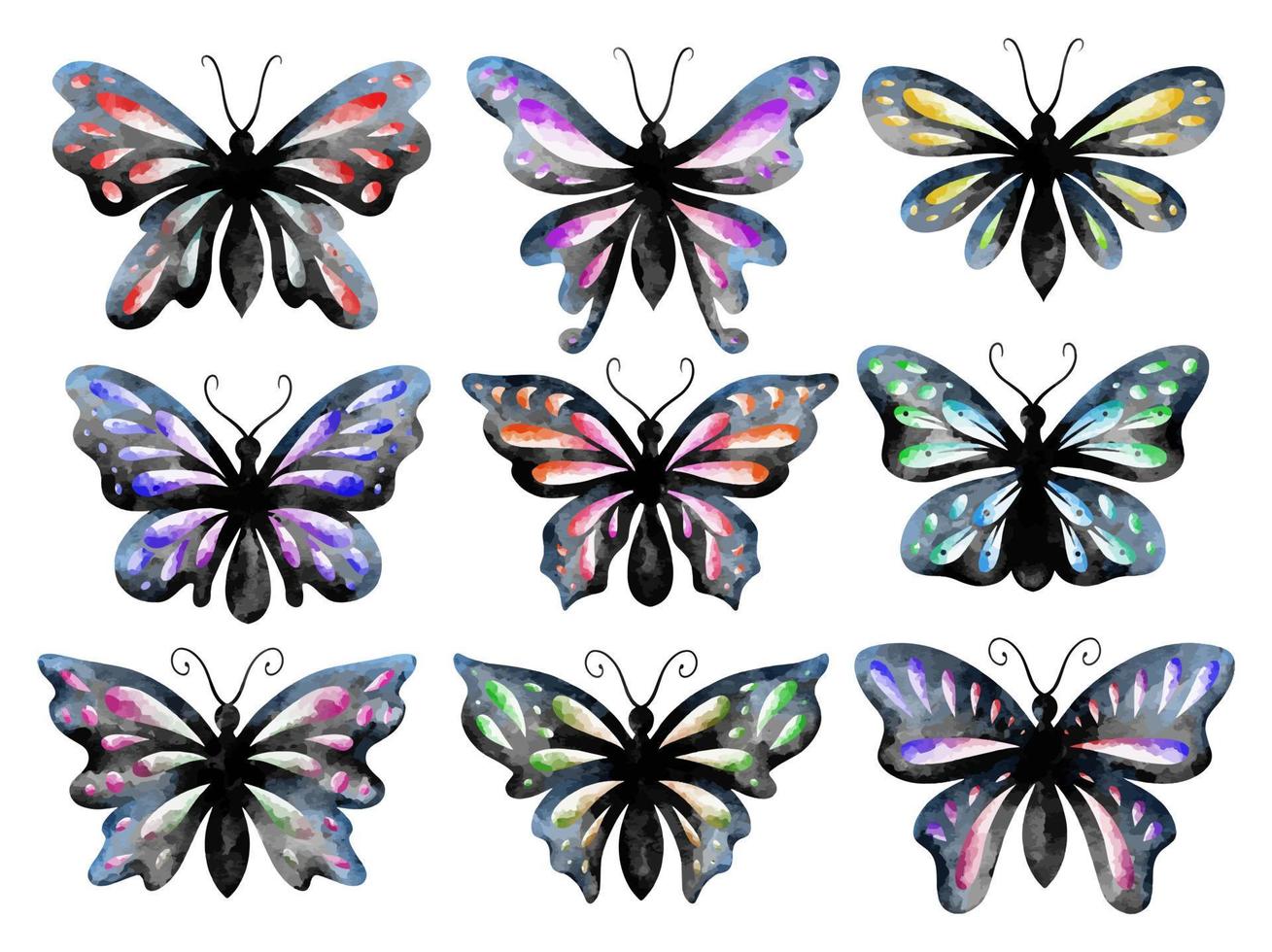 vlinder aquarel set vector