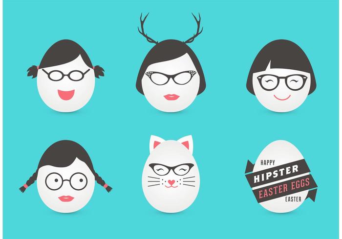 Gratis Vrouwelijke Hipster Paaseieren Vector