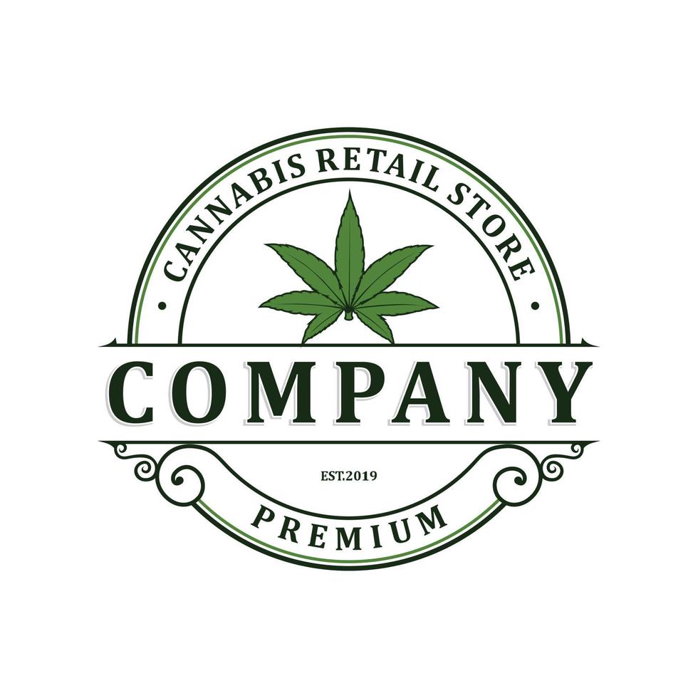 de premium cannabis winkel logo vector