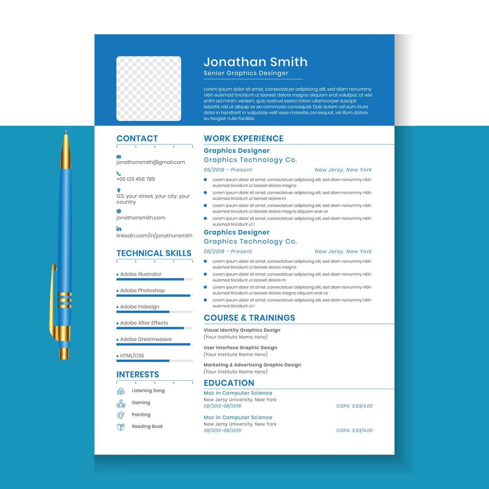 creatieve moderne professionele cv, cv-sjabloon vectorontwerp vector