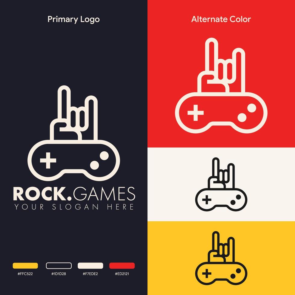 eenvoudig minimalistisch metalen hoorns handteken joystick gamepad gaming-logo-ontwerp vector