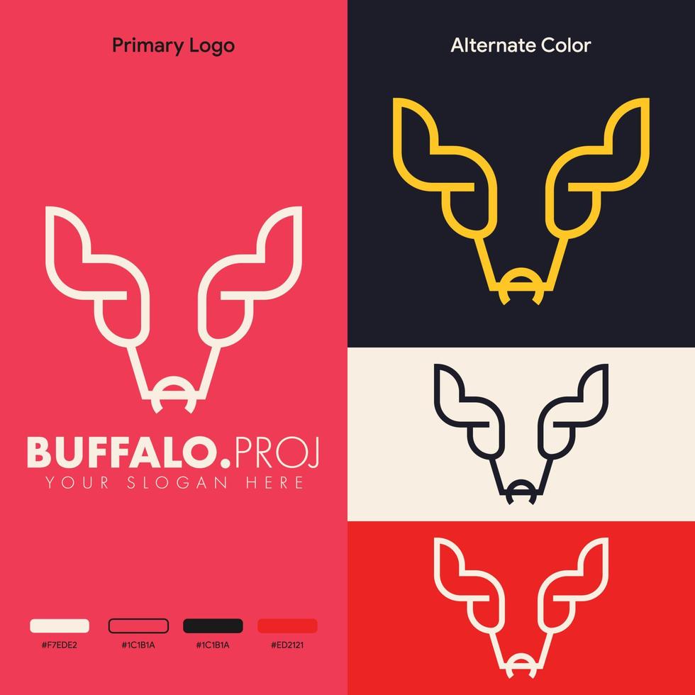 eenvoudig minimalistisch logo-ontwerp met buffelkop vector