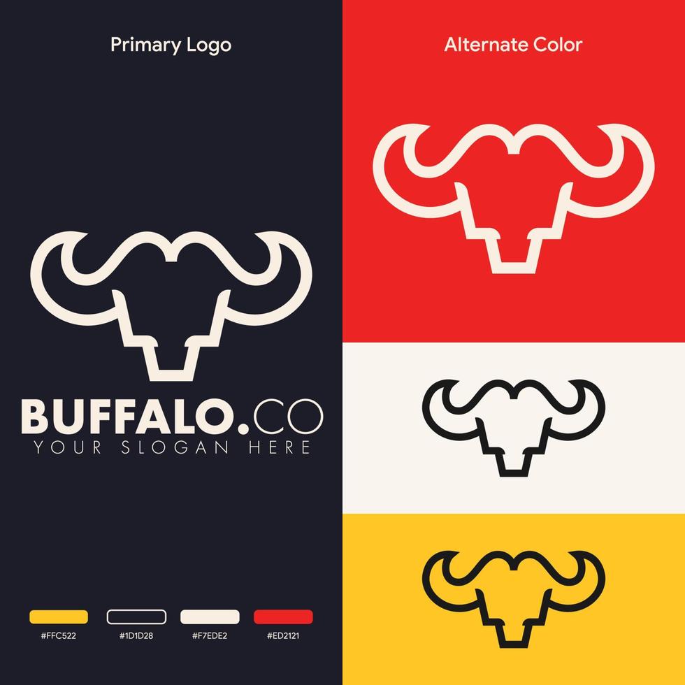 eenvoudig minimalistisch logo-ontwerp met buffelkop vector