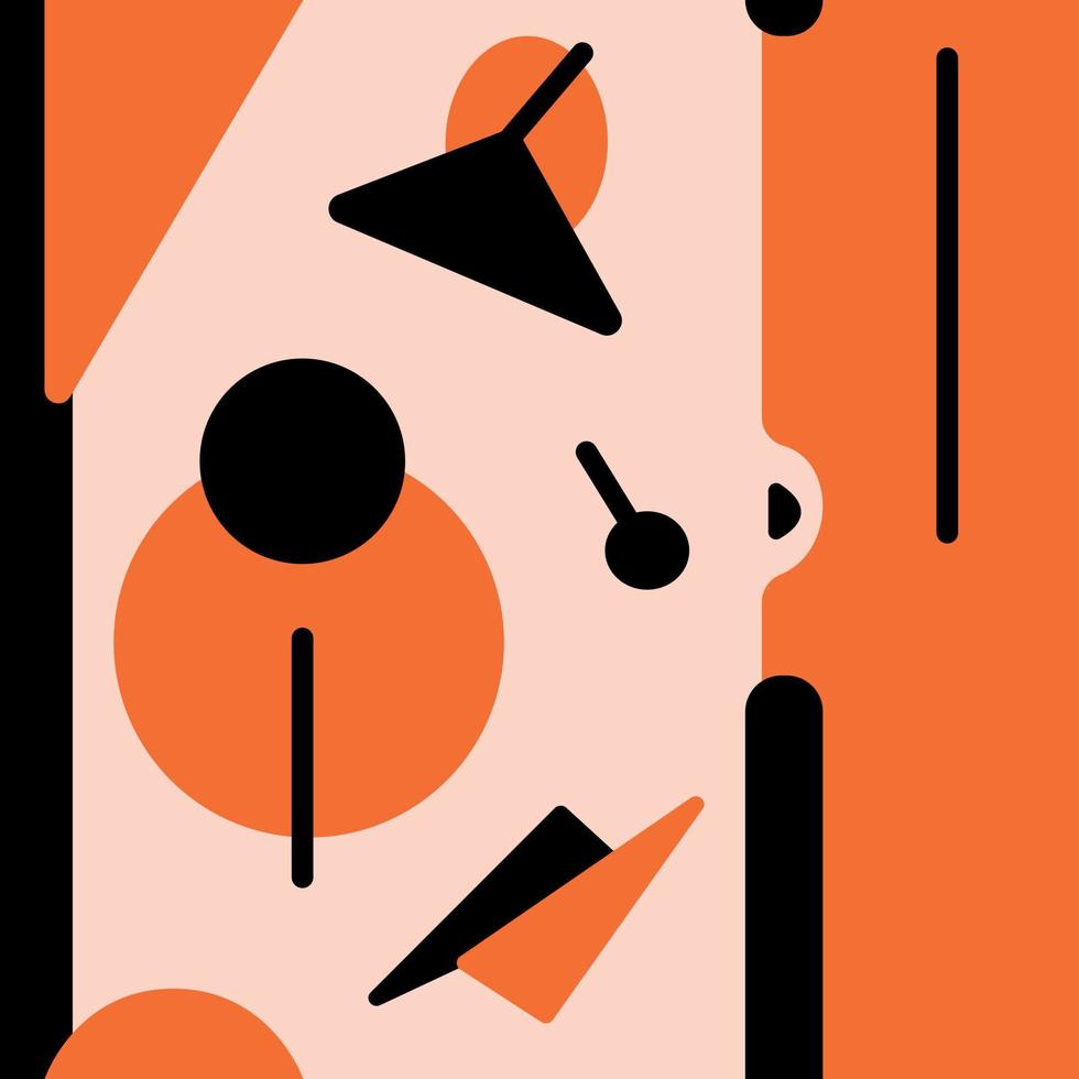 naadloze patroon met oranje en zwarte geometrische vormen vlakke stijl, vectorillustratie op beige achtergrond. eindeloos ornament voor inpakken en verpakken vector