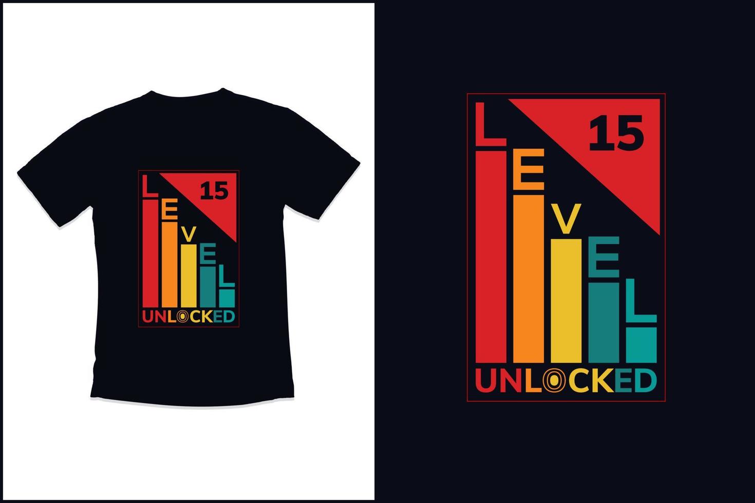 verjaardag gaming vintage t-shirtontwerp met niveau 5 ontgrendeld moderne citaten typografie t-shirtontwerp vector