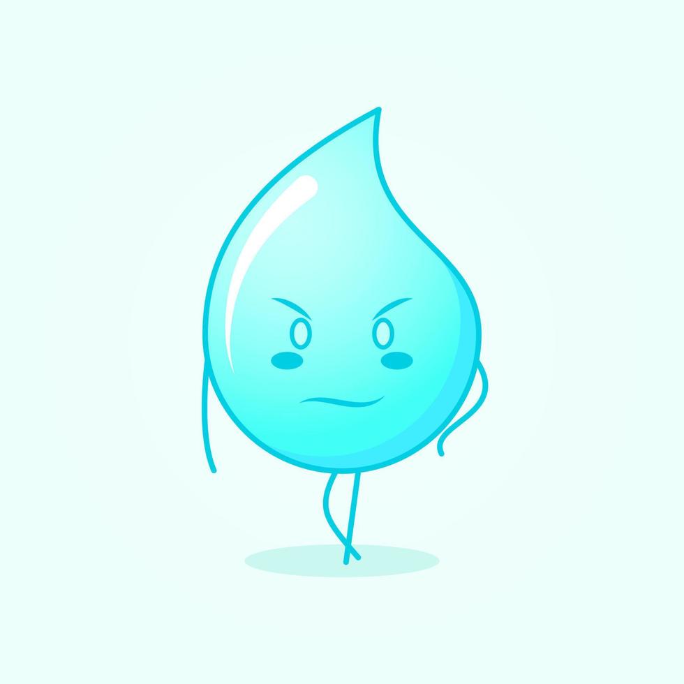 schattig waterbeeldverhaal met koele uitdrukking. blauw en wit. geschikt voor emoticon, logo, mascotte en symbool vector