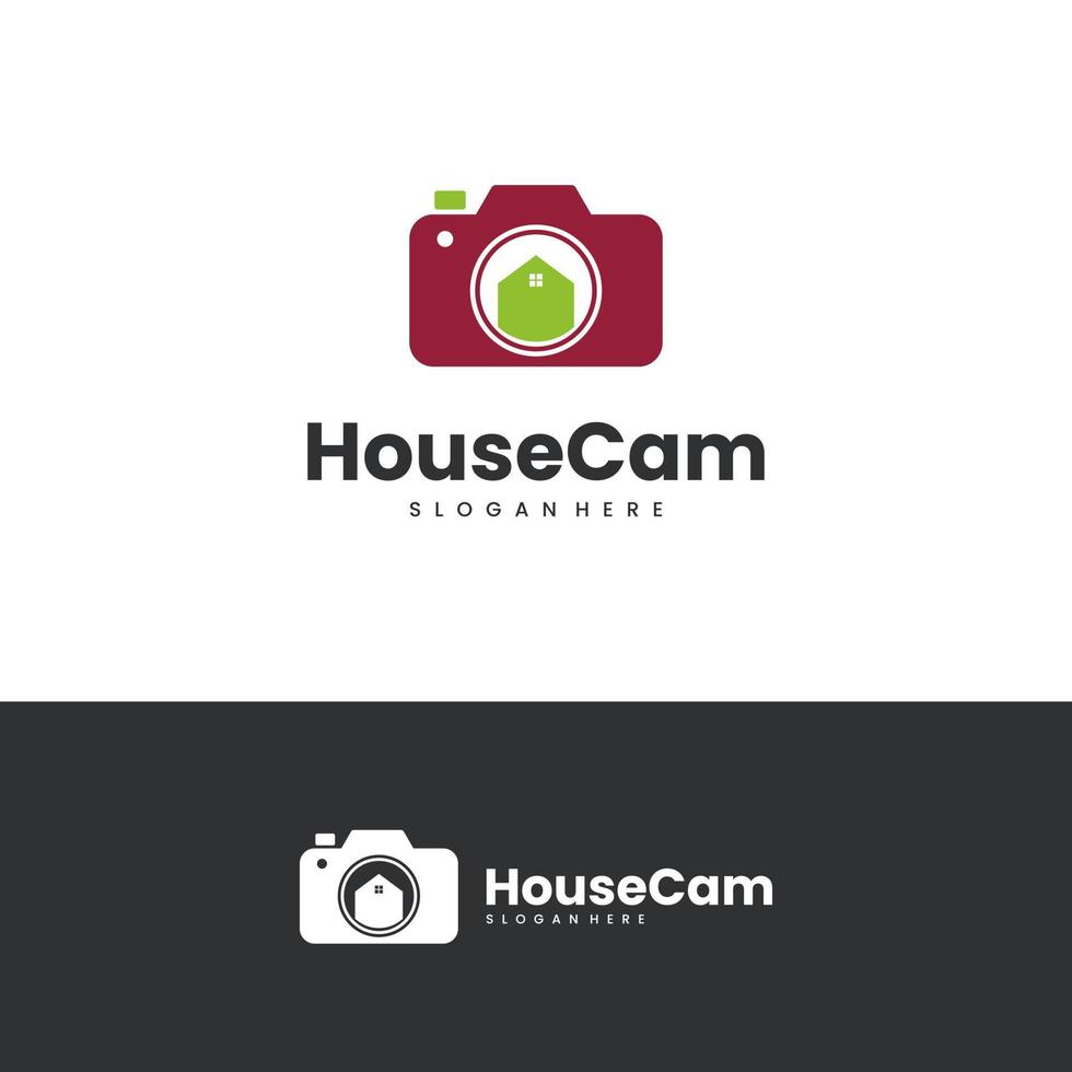 huis camera logo ontwerp op geïsoleerde achtergrond vector