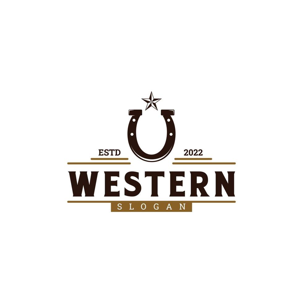 westers logo-ontwerp vintage, hoefijzer met embleem met sterlogo vector