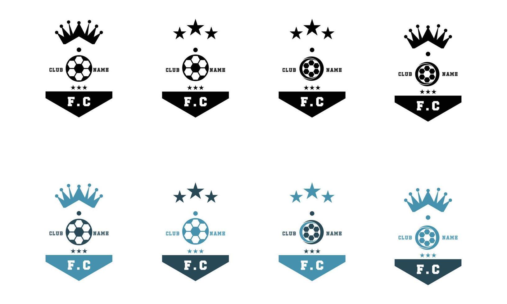 set van voetbal logo. voetbalclub ontwerp badge. voetballogo met negatieve ruimte zeshoek vector