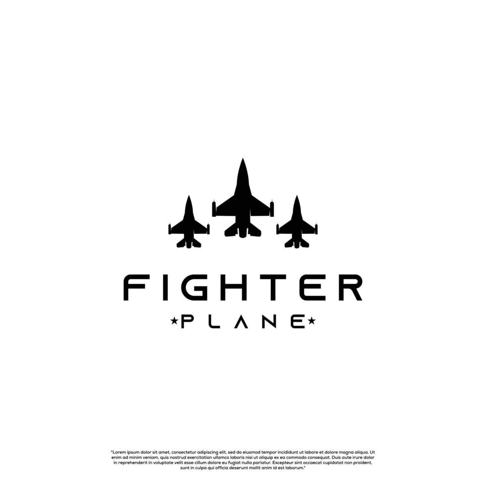 silhouet van gevechtsvliegtuig logo ontwerp modern concept vector