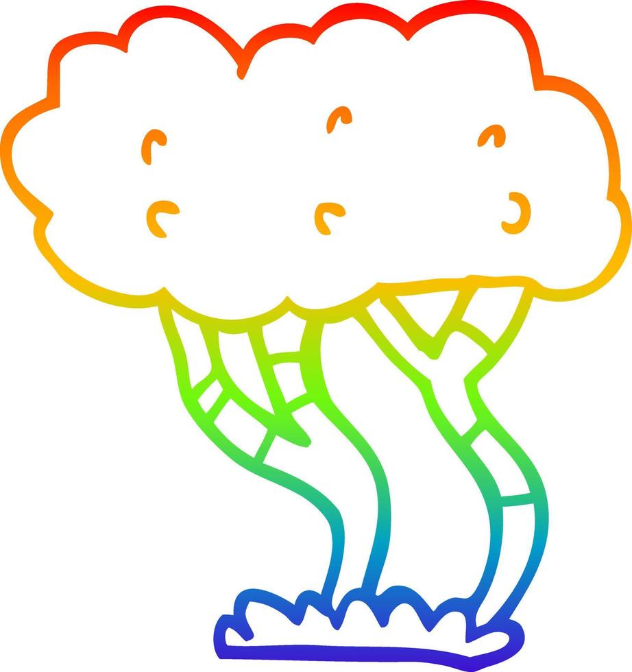 regenboog gradiënt lijntekening cartoon boom vector