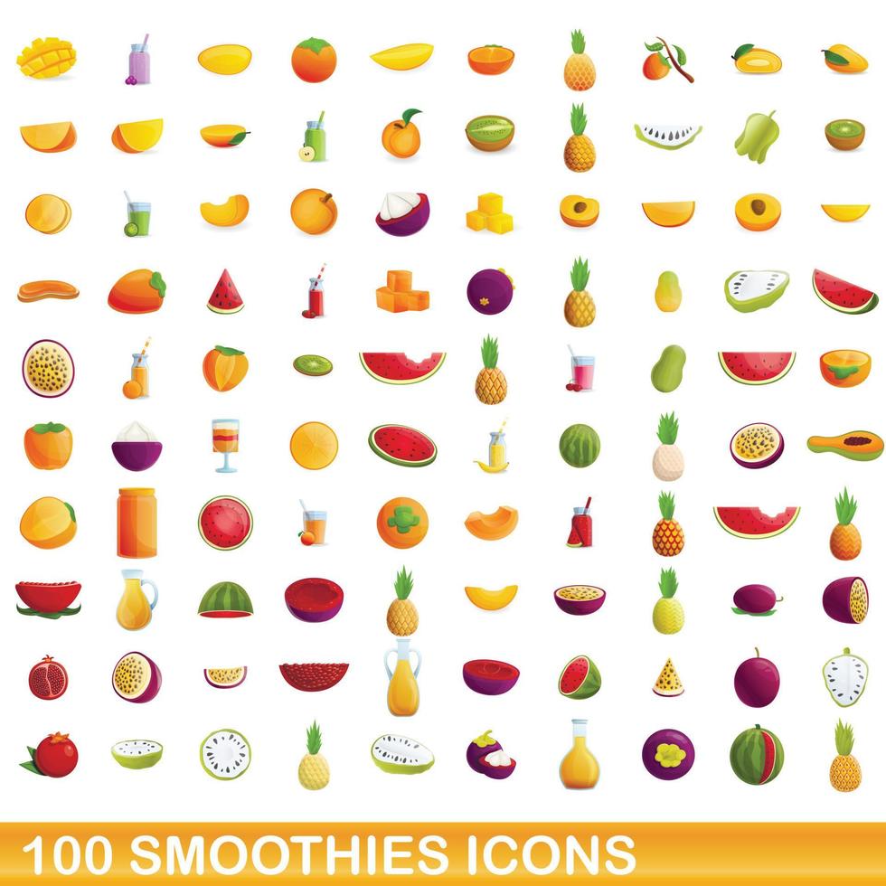 smoothies iconen set, cartoon stijl vector