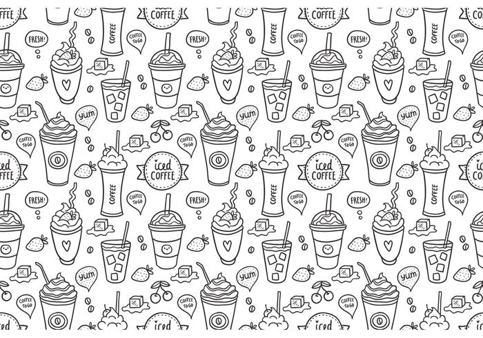 Gratis Iced Coffee Naadloos Patroon Vector