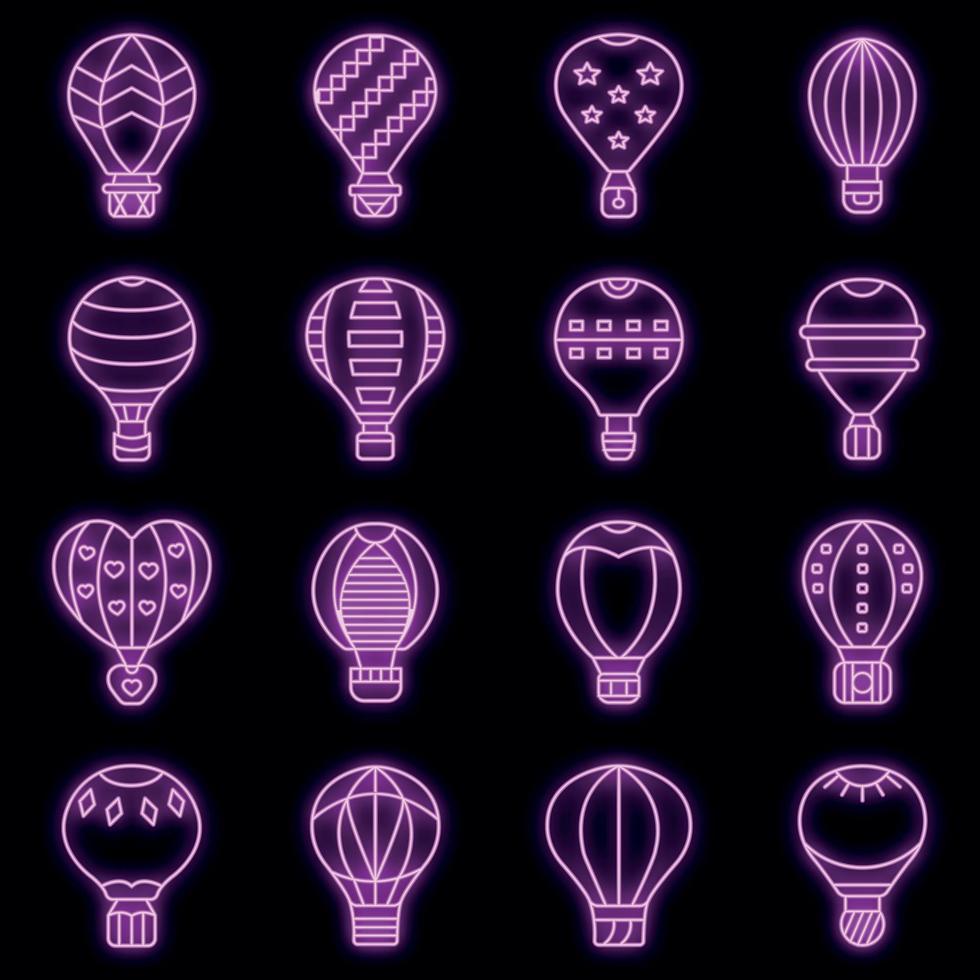 luchtballon pictogrammen instellen vector neon
