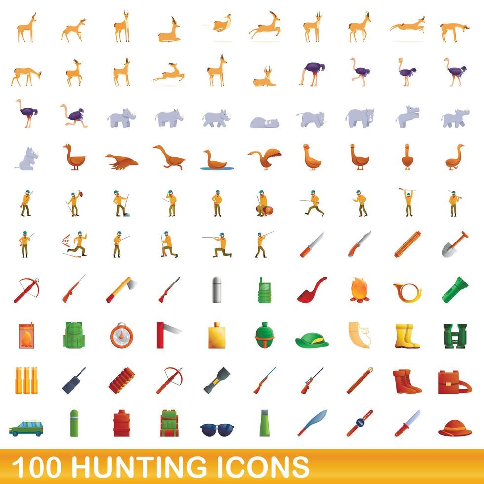 100 jacht iconen set, cartoon stijl vector