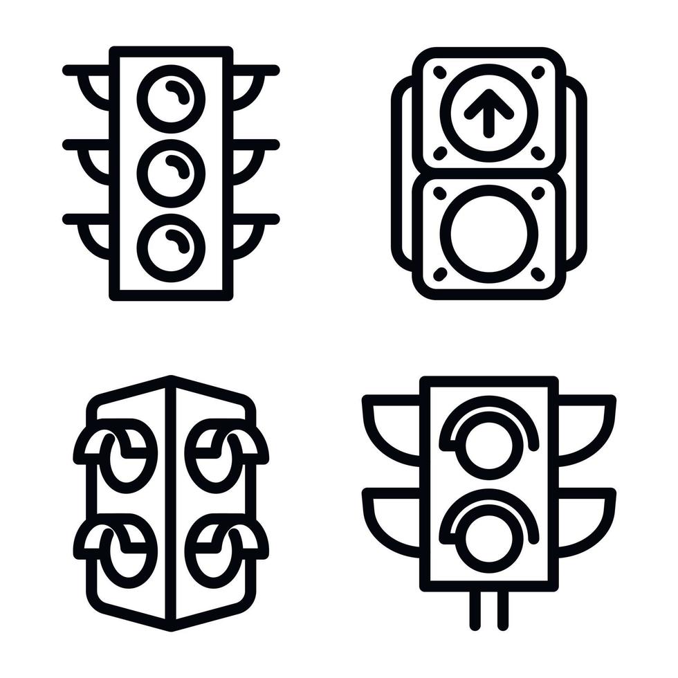 verkeerslichten iconen set, Kaderstijl vector