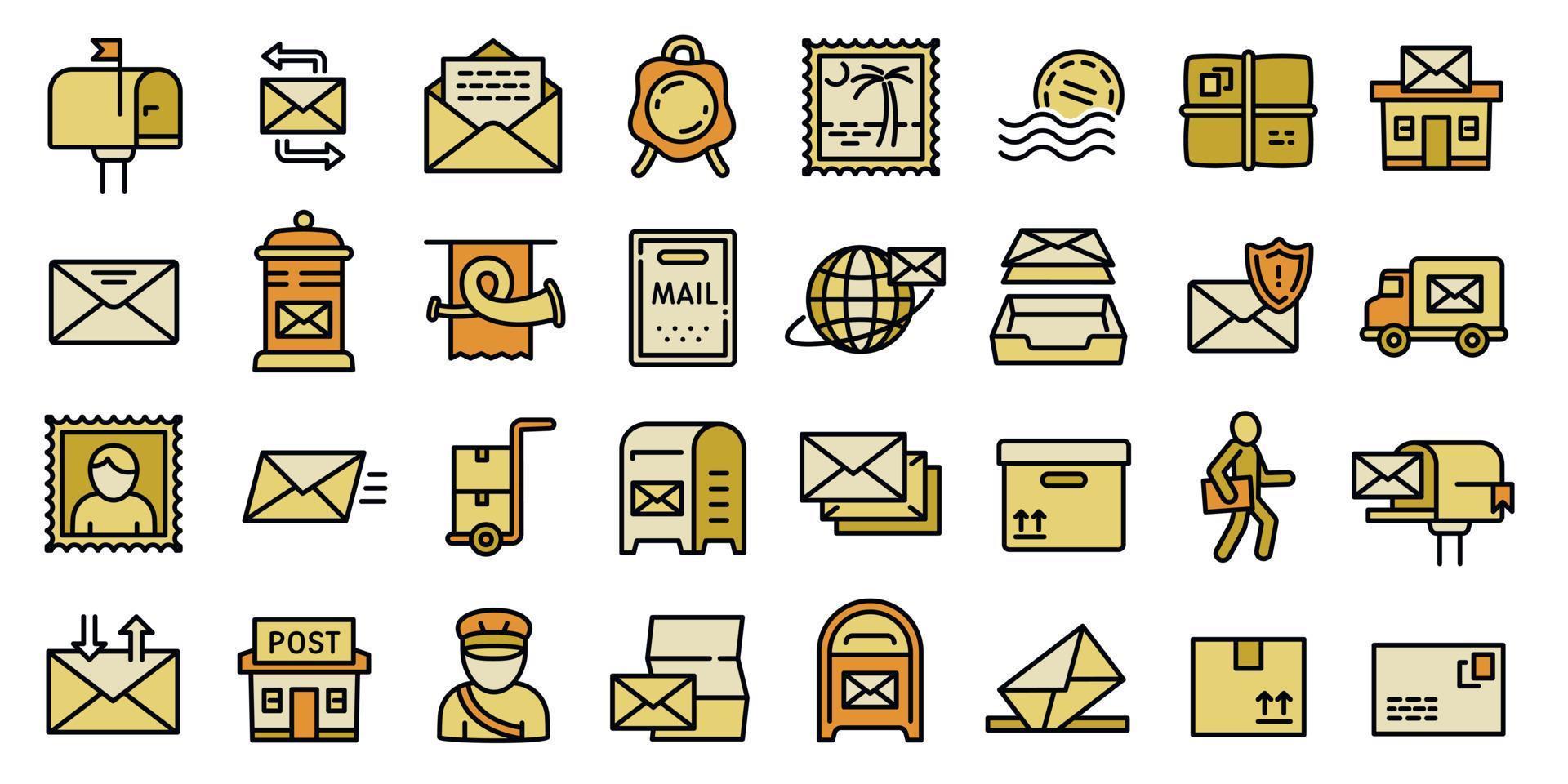 postbode iconen set, Kaderstijl vector