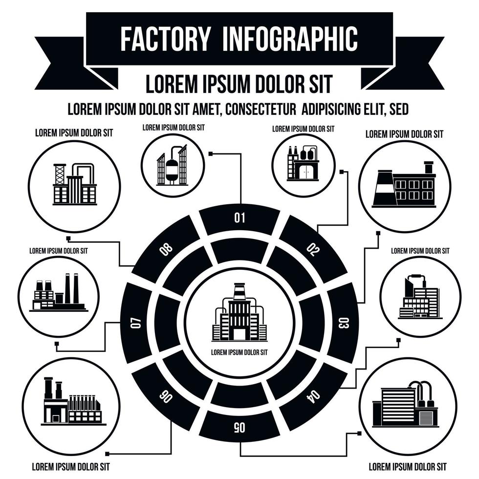 fabrieks infographic elementen, eenvoudige stijl vector