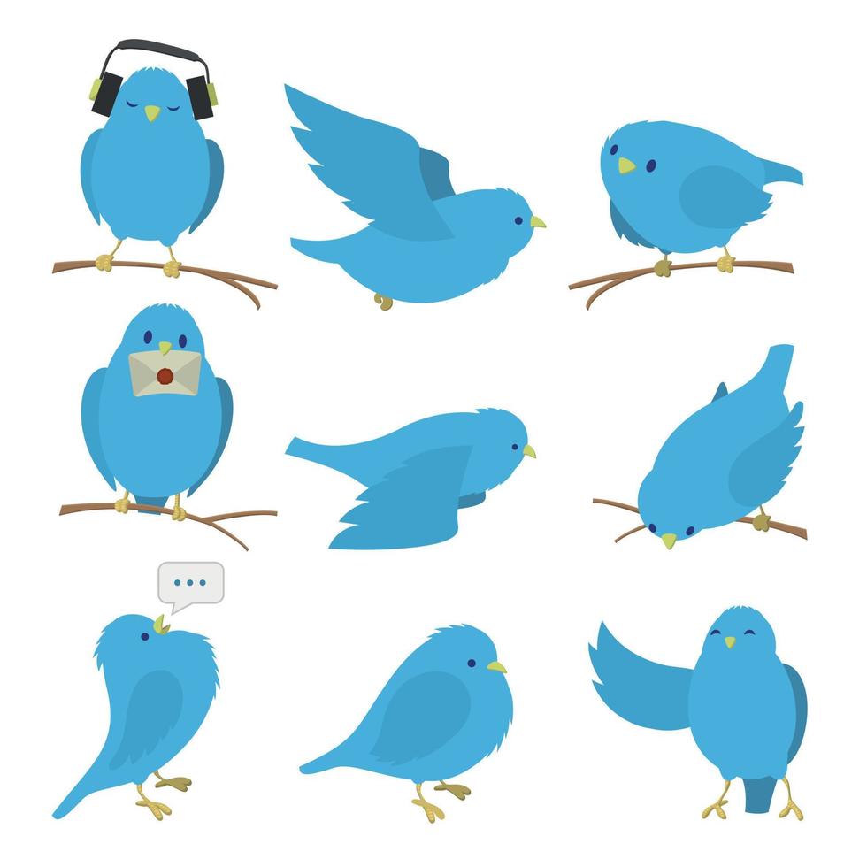 blauwe vogels set vector