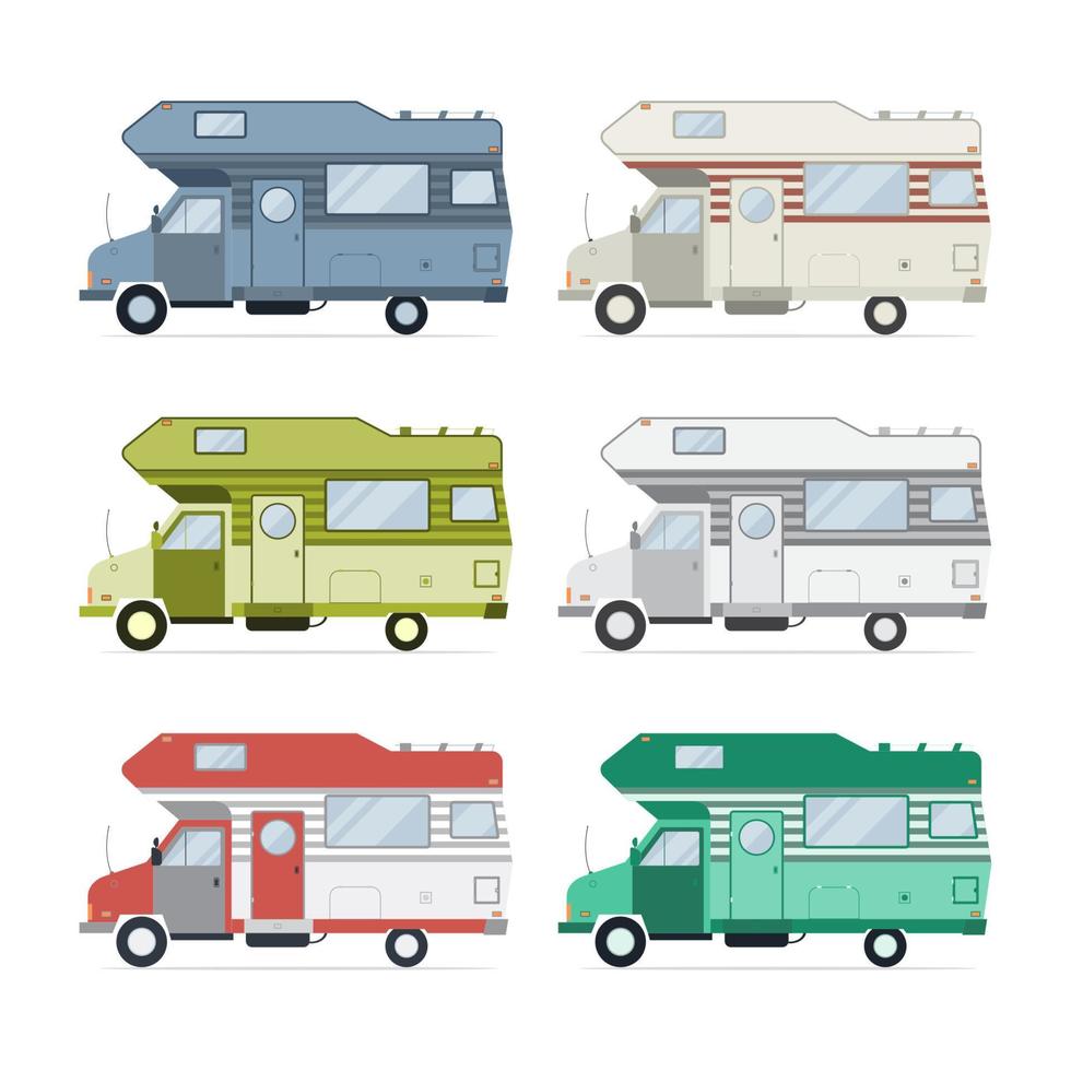 camping caravan reiziger vrachtwagen collectie vector