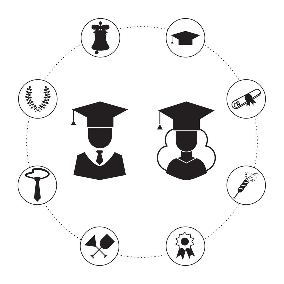 afstuderen vector icon set infographic