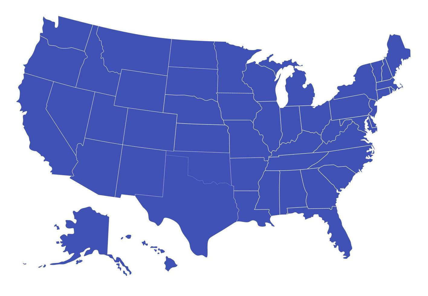 kaart van vijftig staten van amerika vector