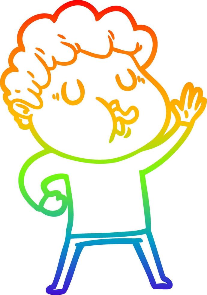 regenbooggradiënt lijntekening cartoon man zingen vector