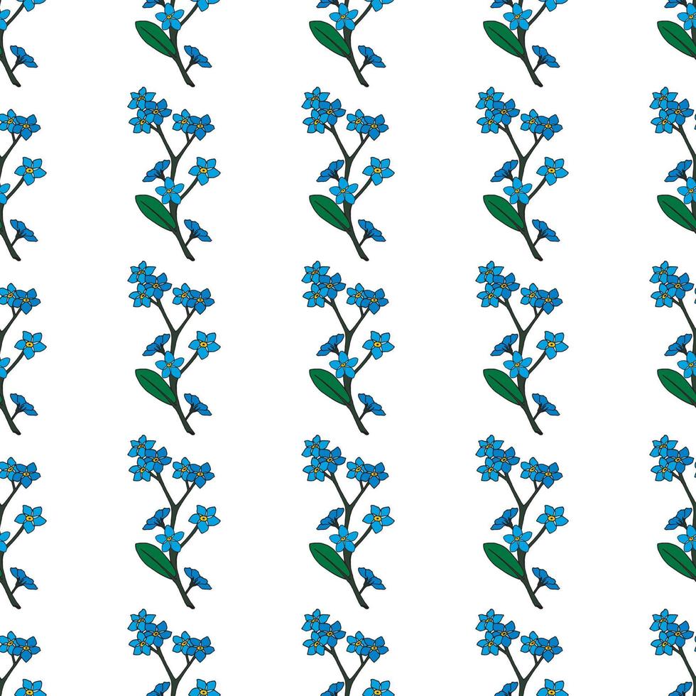 naadloze achtergrond van verticale blauwe bloemen vergeet-mij-nietjes. eindeloos patroon voor uw ontwerp. vector