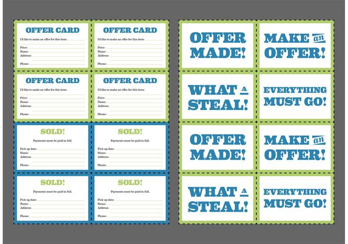 Yard Sale Cards Gratis Vector