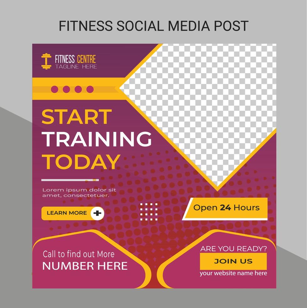 fitness gym social media postsjabloon vector