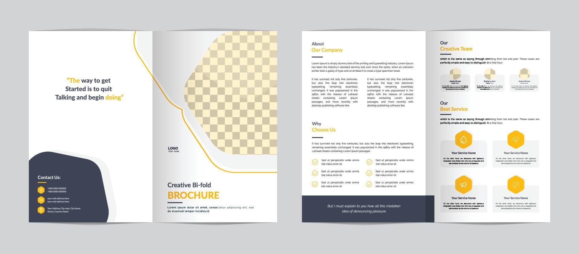 zakelijke bi-fold brochure ontwerpsjabloon vector