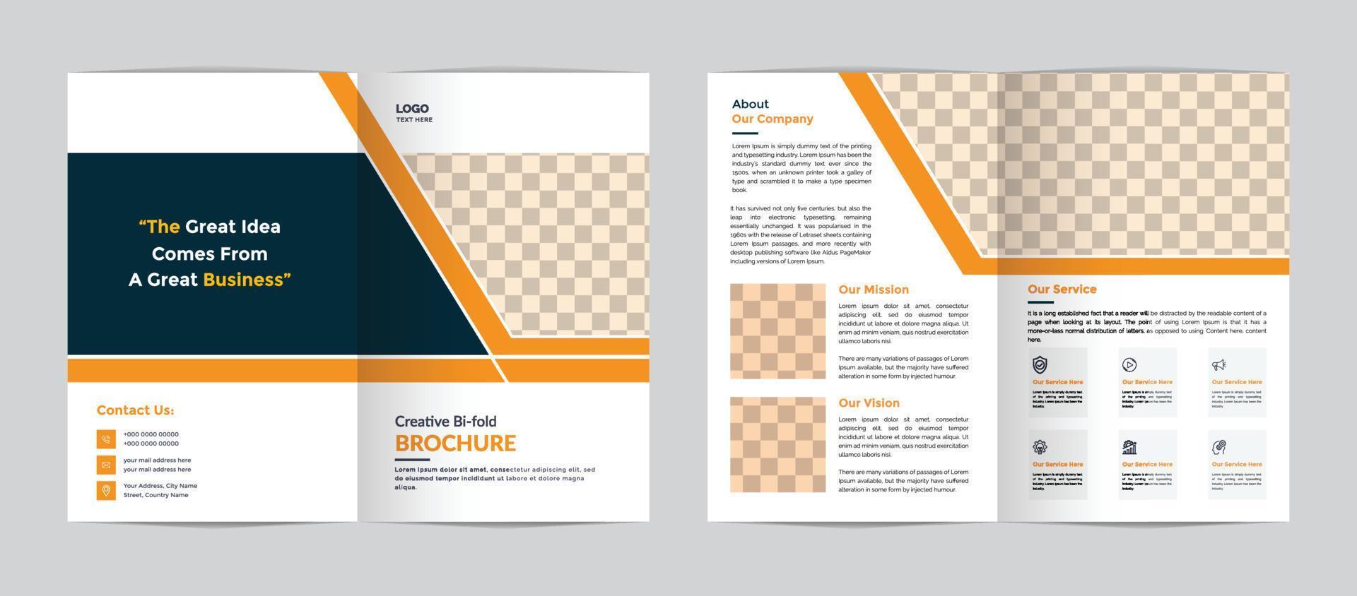minimalistische zakelijke tweevoudige brochuresjabloon met eenvoudige stijl en moderne lay-out vector