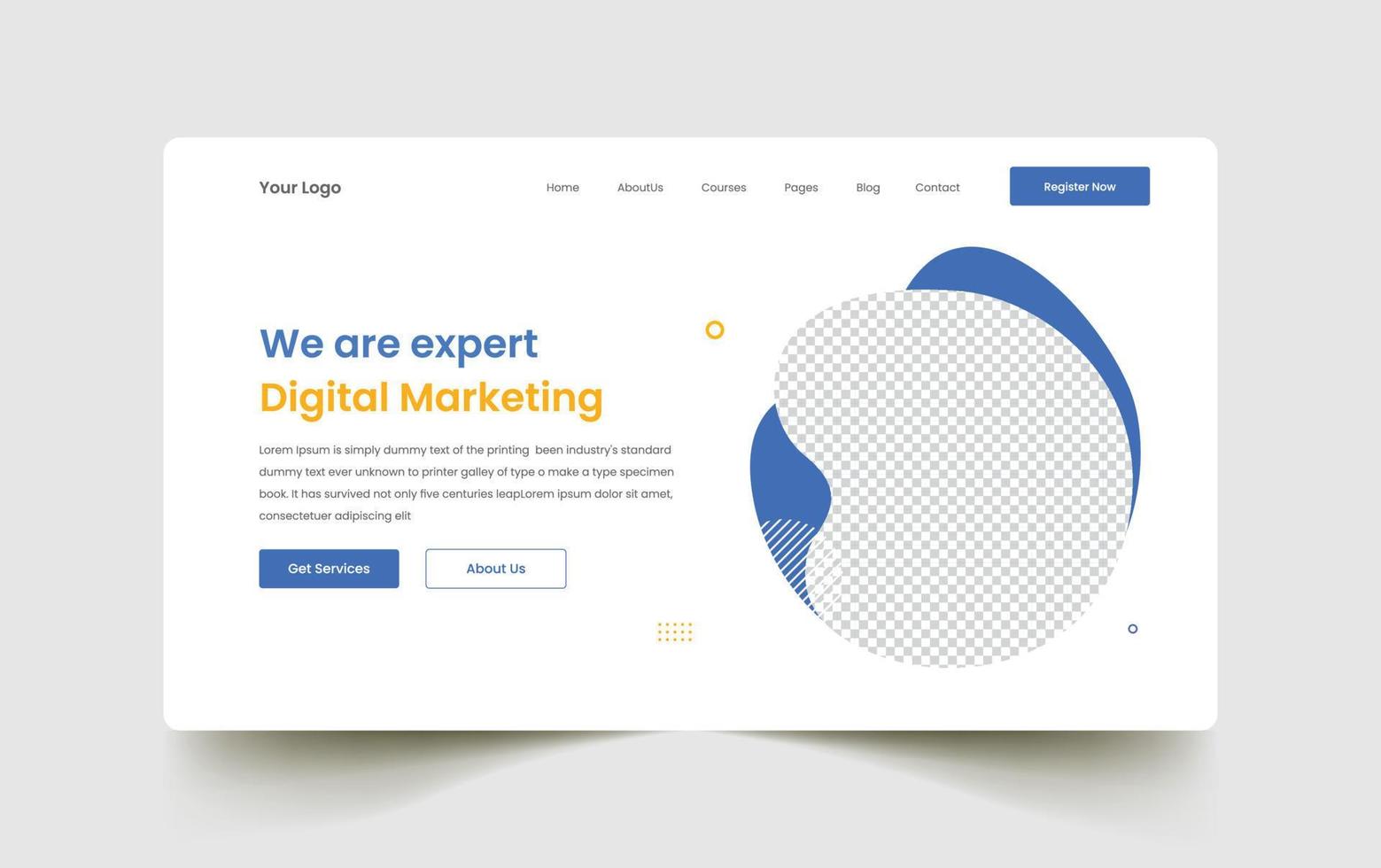 corporate digital agency website bestemmingspagina ui sjabloonontwerp. creatief en modern ontwerp van de startpagina vector