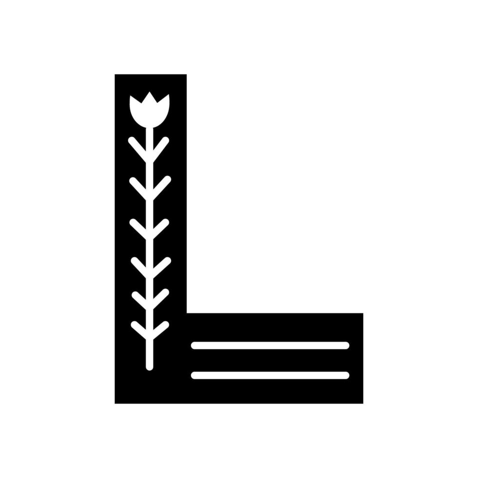 zwart-wit Scandinavische sierlijke letter l. folk lettertype. letter l in Scandinavische stijl. vector