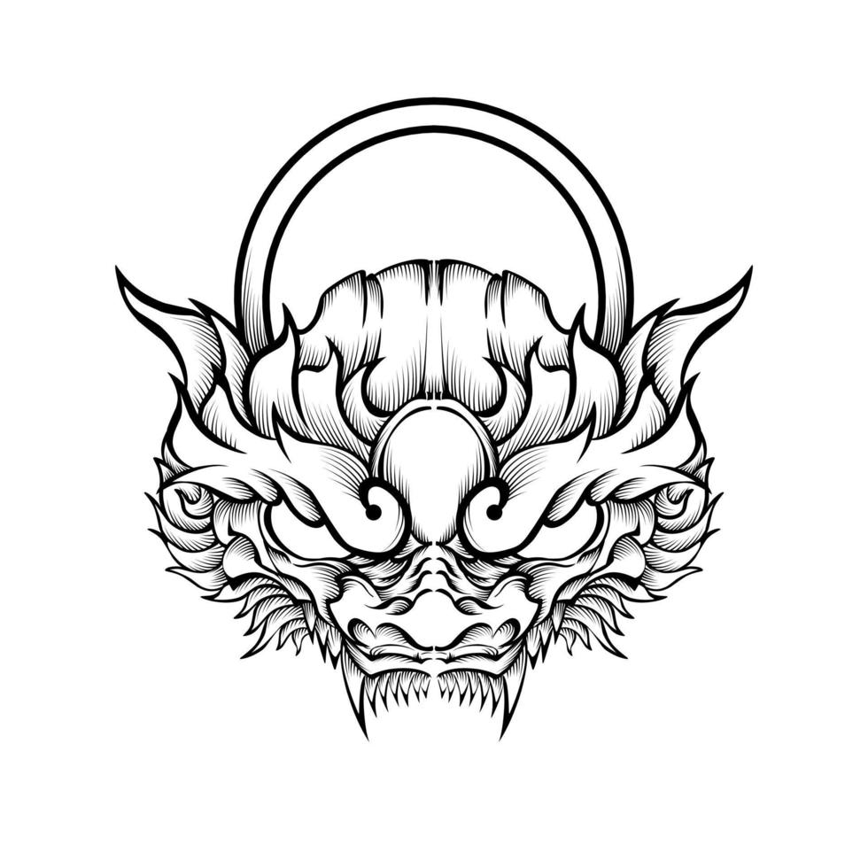 chinese draak hoofd tattoo vectorillustratie vector