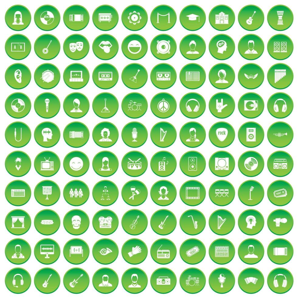 100 publiekspictogrammen instellen groene cirkel vector