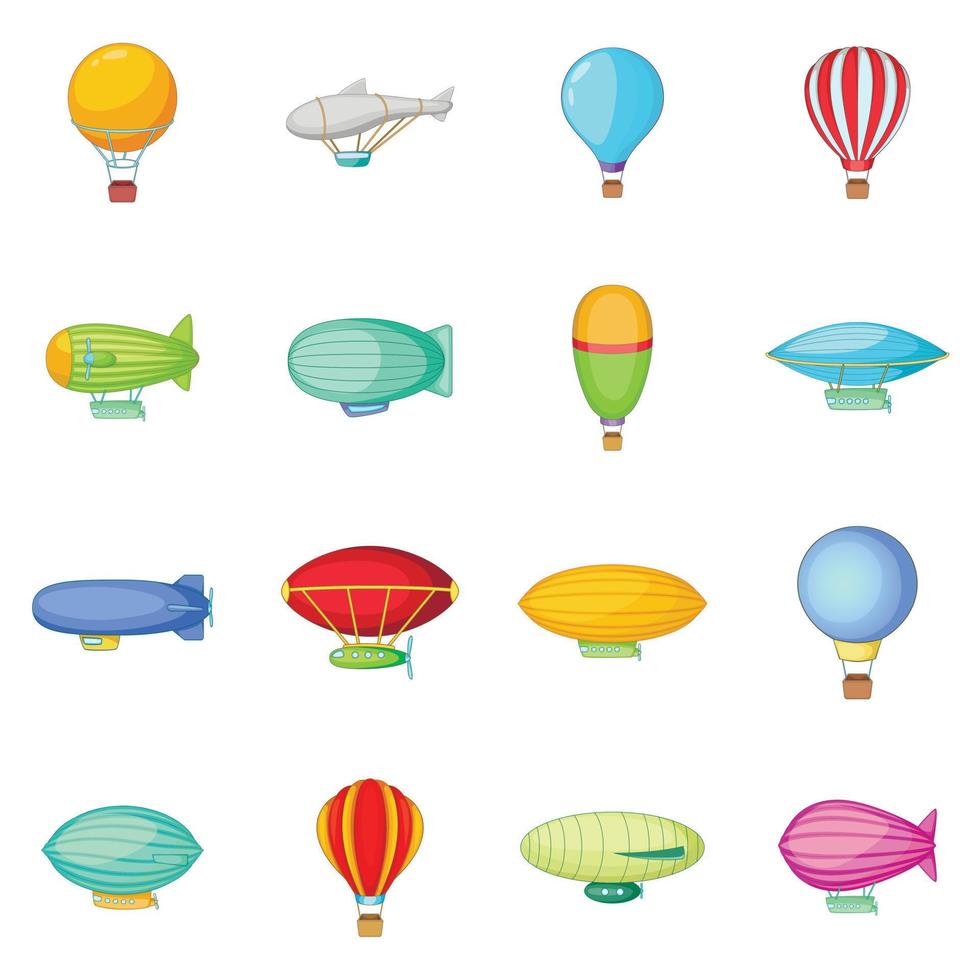 vintage ballonnen iconen set, cartoon stijl vector