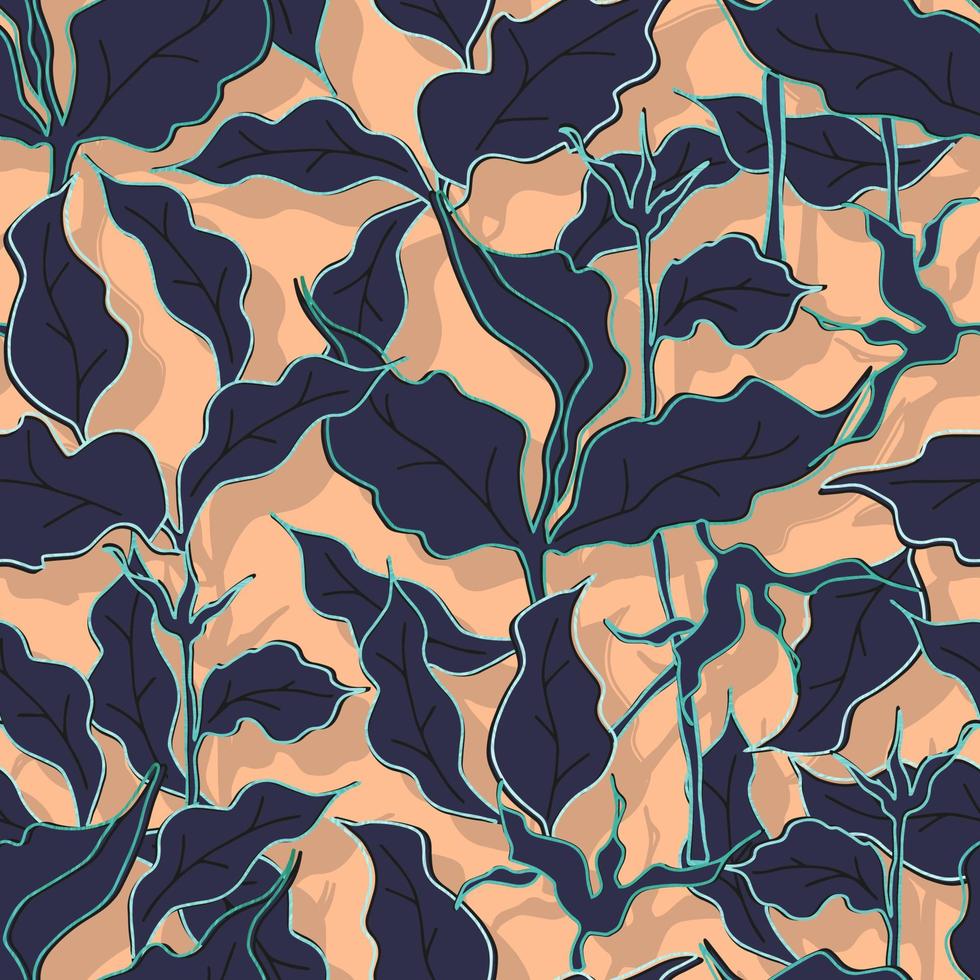 gouden overzicht gebladerte botanische vector naadloze patroon