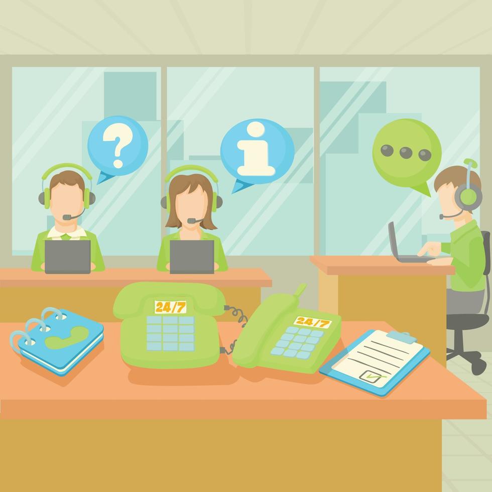 callcenter-serviceconcept, cartoonstijl vector