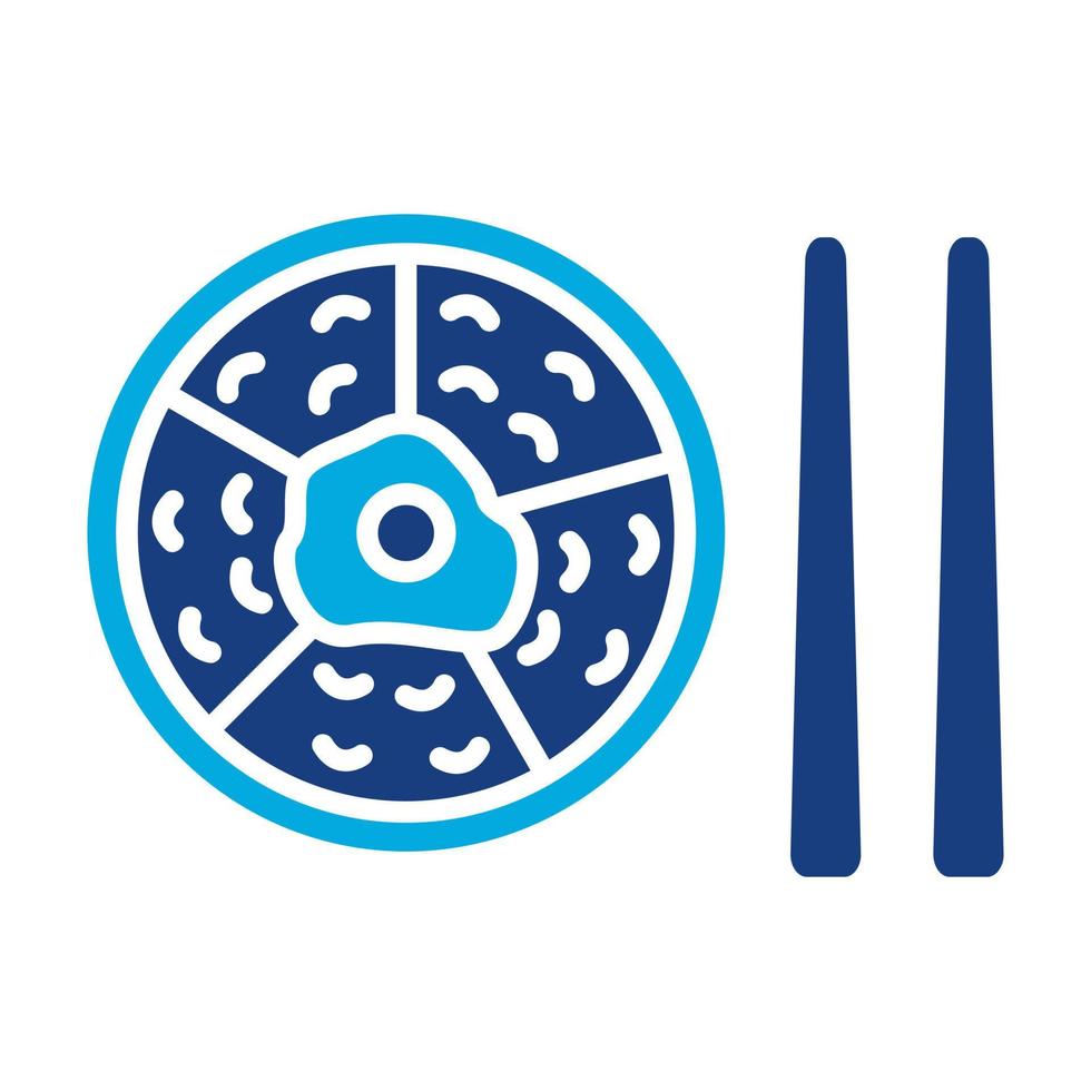 bibimbap glyph twee kleuren icoon vector