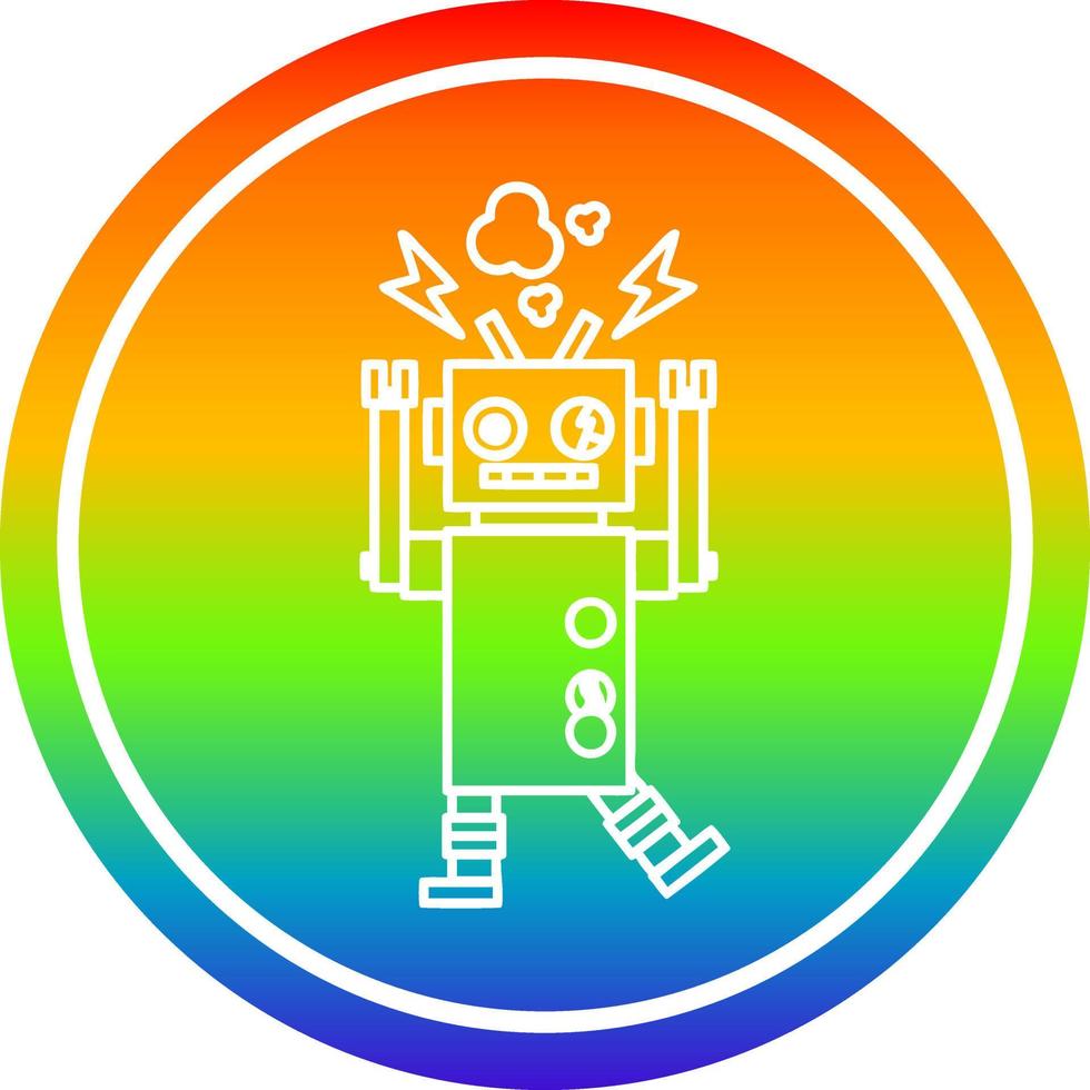 defecte robot circulaire in regenboog spectrum vector