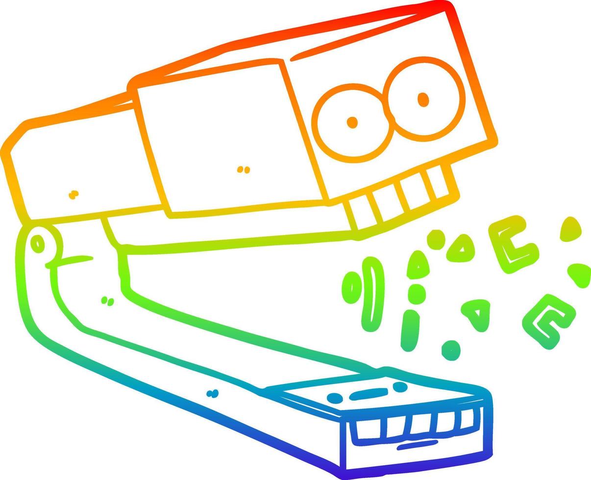 regenbooggradiënt lijntekening gekke cartoon nietmachine vector